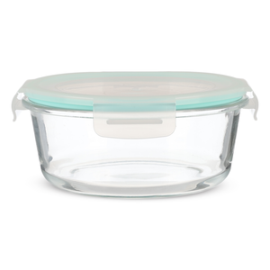 حافظة طعام، دائريه، سعة 1000مل، مقاس 17.5×7.5 سم، زجاج حرارى بغطاء بلاستيك - شفاف