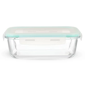 حافظة طعام ، مربعه سعة 1040مل مقاس 20×15×6.5 سم، زجاج حرارى بغطاء بلاستيك - شفاف