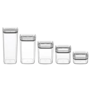 طقم حافظات طعام اكريليك 5 قطع باغطية فري كوك، مربع - شفاف