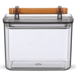 باولو حافظه طعام بغطاء، سعة 900مل، اكريليك بيد خشب - رمادى من ويلينى