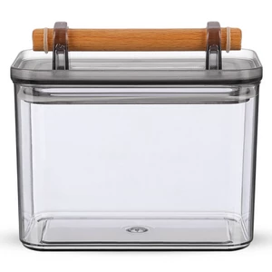 باولو حافظه طعام بغطاء، سعة 2100مل، اكريليك بيد خشب - رمادى من ويلينى