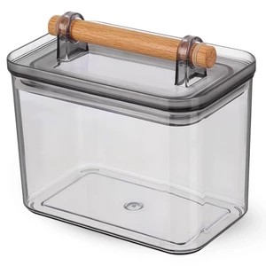 باولو حافظه طعام بغطاء، سعة 2100مل، اكريليك بيد خشب - رمادى من ويلينى