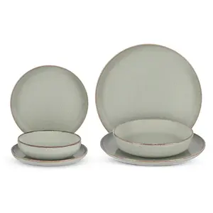 طقم عشاء تولو، بورسلين تركى عالى الجوده، 24 قطعه ل 6 افراد - اخضر 