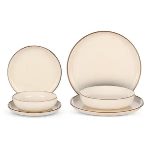 طقم عشاء تولو، بورسلين تركى عالى الجوده، 24 قطعه ل 6 افراد - كريمى 