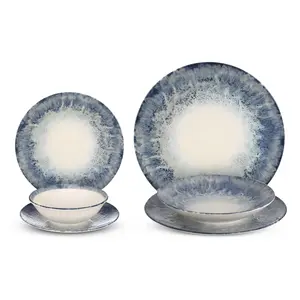 طقم عشاء تولو، بورسلين تركى عالى الجوده، 24 قطعه ل 6 افراد - ازرق سماوى 