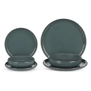 طقم عشاء تولو، بورسلين تركى عالى الجوده، 24 قطعه ل 6 افراد - ازرق جنزارى 