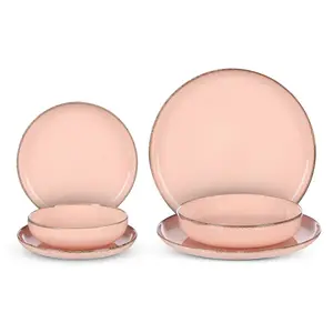 طقم عشاء تولو، بورسلين تركى عالى الجوده، 24 قطعه ل 6 افراد - بينك